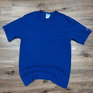 vintage 90s thick blank blue champion tee